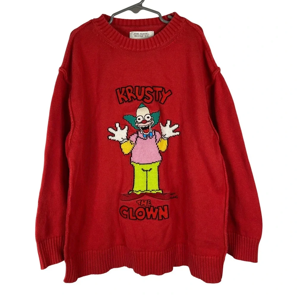 Zara Kids The Simpsons Krusty the Clown Red Knit Sweater Size 9-10 Years 140 CM